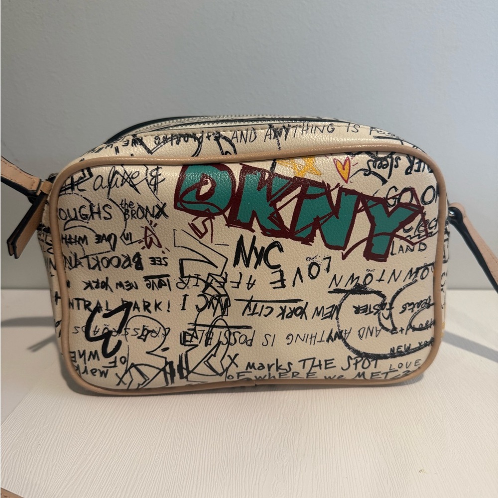 **SOLD** DKNY Cream Crossbody Bag with Graffiti Design